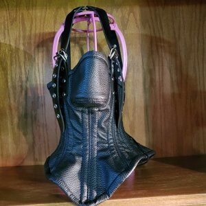 Vegan Faux Leather Neck Corset Collar Half Mask Hood - BDSM Bondage Restraint